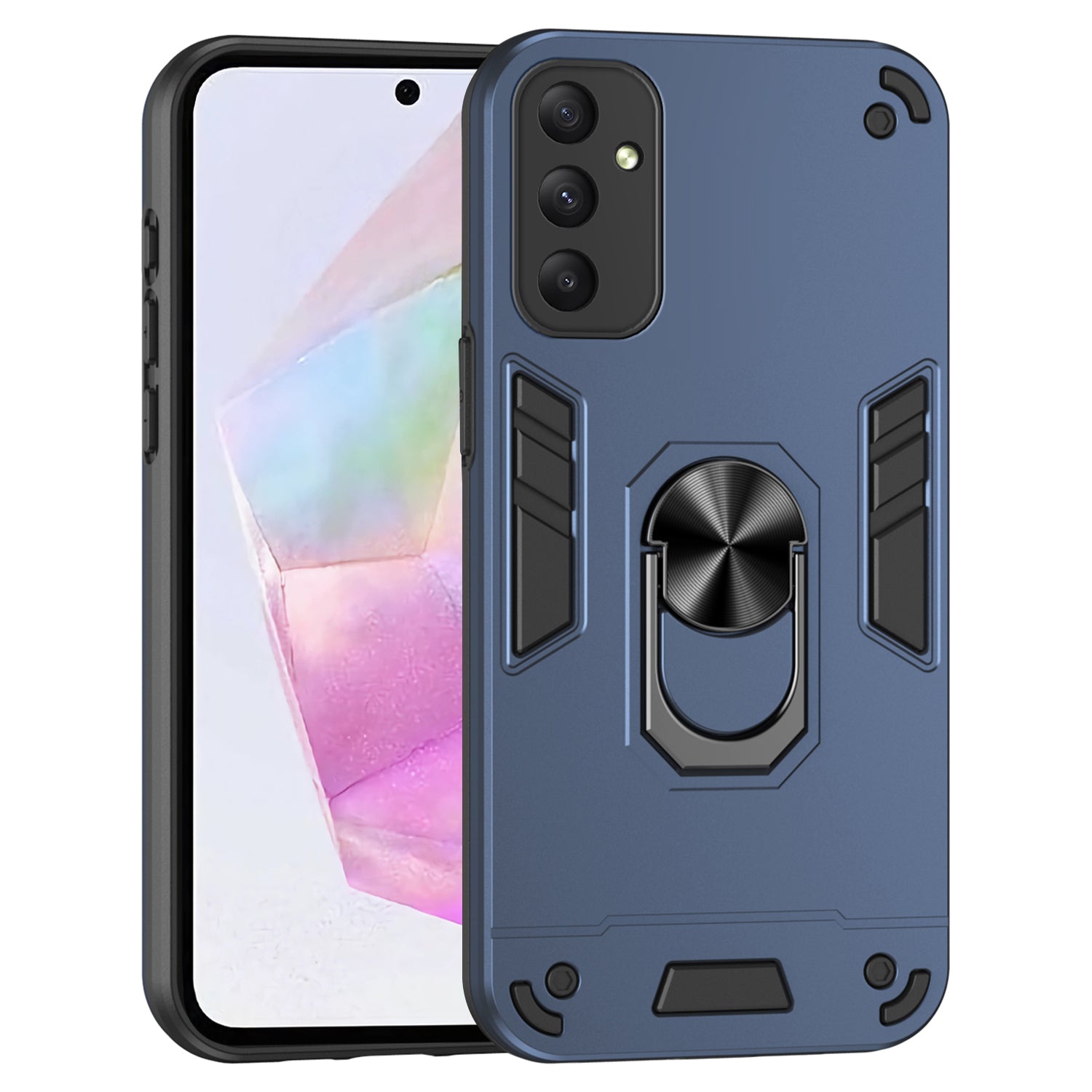 For Samsung Galaxy A35 5G Case Ring Kickstand PC+TPU Scratch-proof Phone Shell For Samsung Galaxy A35 5G Case Ring Kickstand PC+TPU Scratch-proof Phone Shell